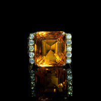 Mid-Century Estate Citrine and Diamond Ring