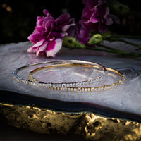 Anthea Le Jardin Staggered Diamond Flex Bangle White and Yellow Gold