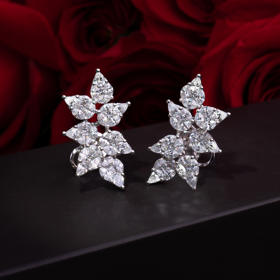 LeafEarrings-1 1303 × 1303px Anthea Le Jardin Diamond Leaf Earrings White