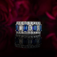 Sapphire Diamond Ring in White 18KT Gold