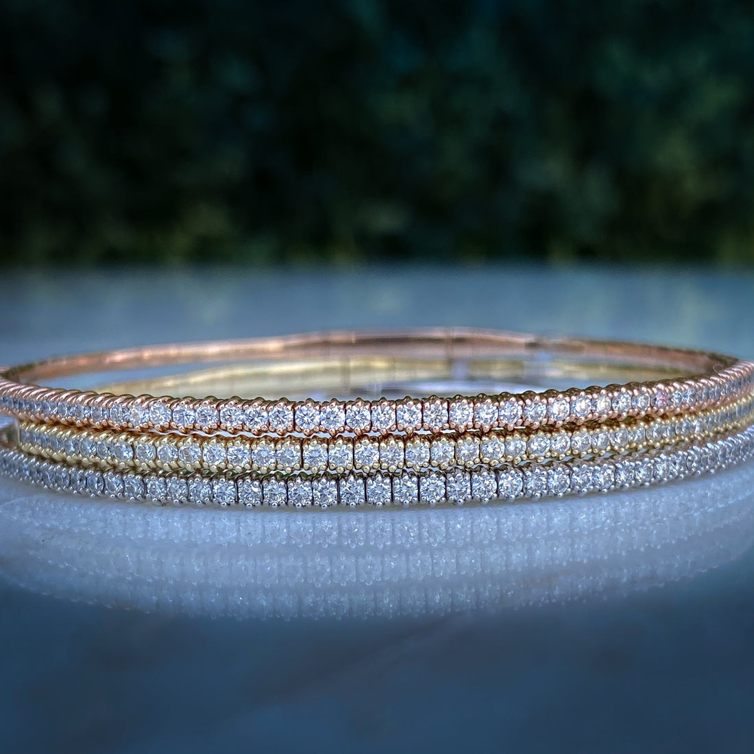 Stacking Diamond Flex Bangles Diamond Front