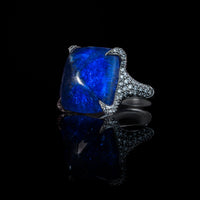 Tanzanite Sugarloaf Pave Diamond Ring
