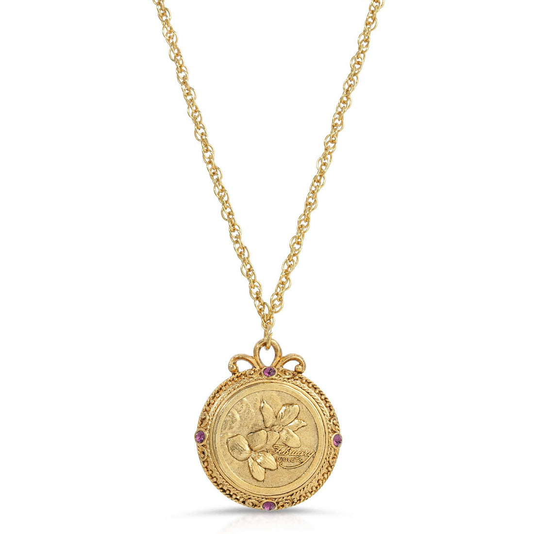 1928 Jewelry Flower of The Month Crystal Pendant Necklace 20: September/Aster/Sapphire