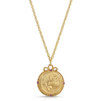 1928 Jewelry Flower of The Month Crystal Pendant Necklace 20: September/Aster/Sapphire