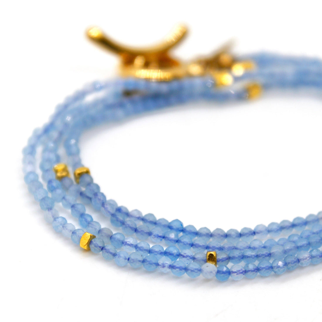 Long Aquamarine Stone and Gold Luxury Necklace - NC-603L