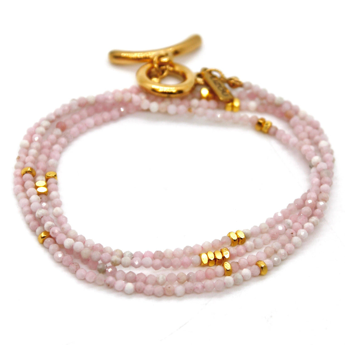 Long Pink Opal Stone and Gold Luxury Necklace - NC-613L