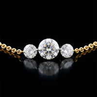 3 Stone Station Laser Drilled Diamond Necklace | Yellow Gold