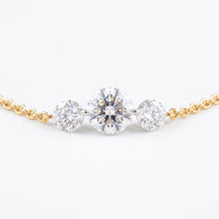 3 Stone Station Laser Drilled Diamond Necklace | Yellow Gold