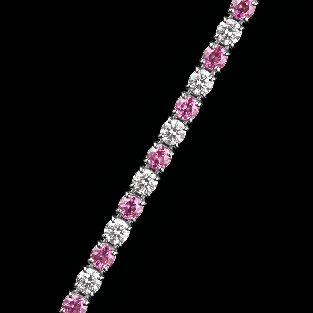 14K Diamond and Pink Sapphire Tennis Bracelet