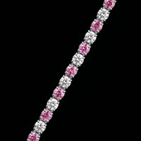 14K Diamond and Pink Sapphire Tennis Bracelet