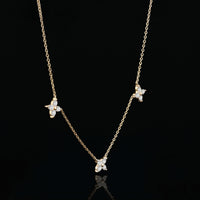 Three Flower Diamond Station Necklace