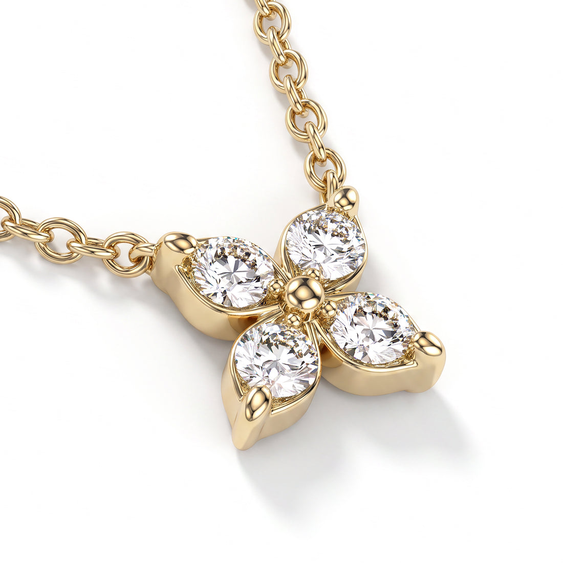 Three Flower Diamond Station Necklace