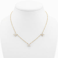 Three Flower Diamond Station Necklace