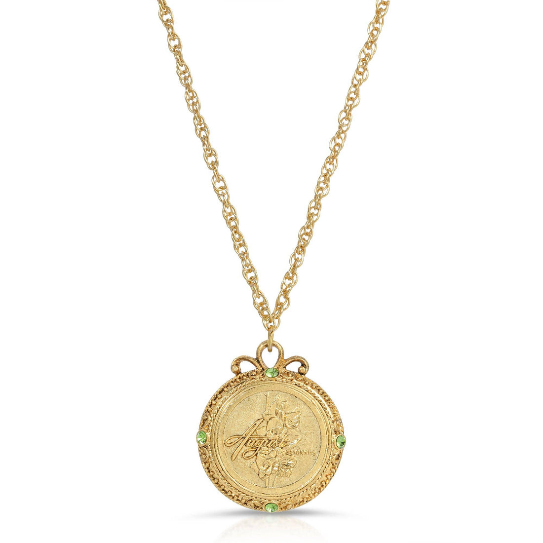 1928 Jewelry Flower of The Month Crystal Pendant Necklace 20: September/Aster/Sapphire