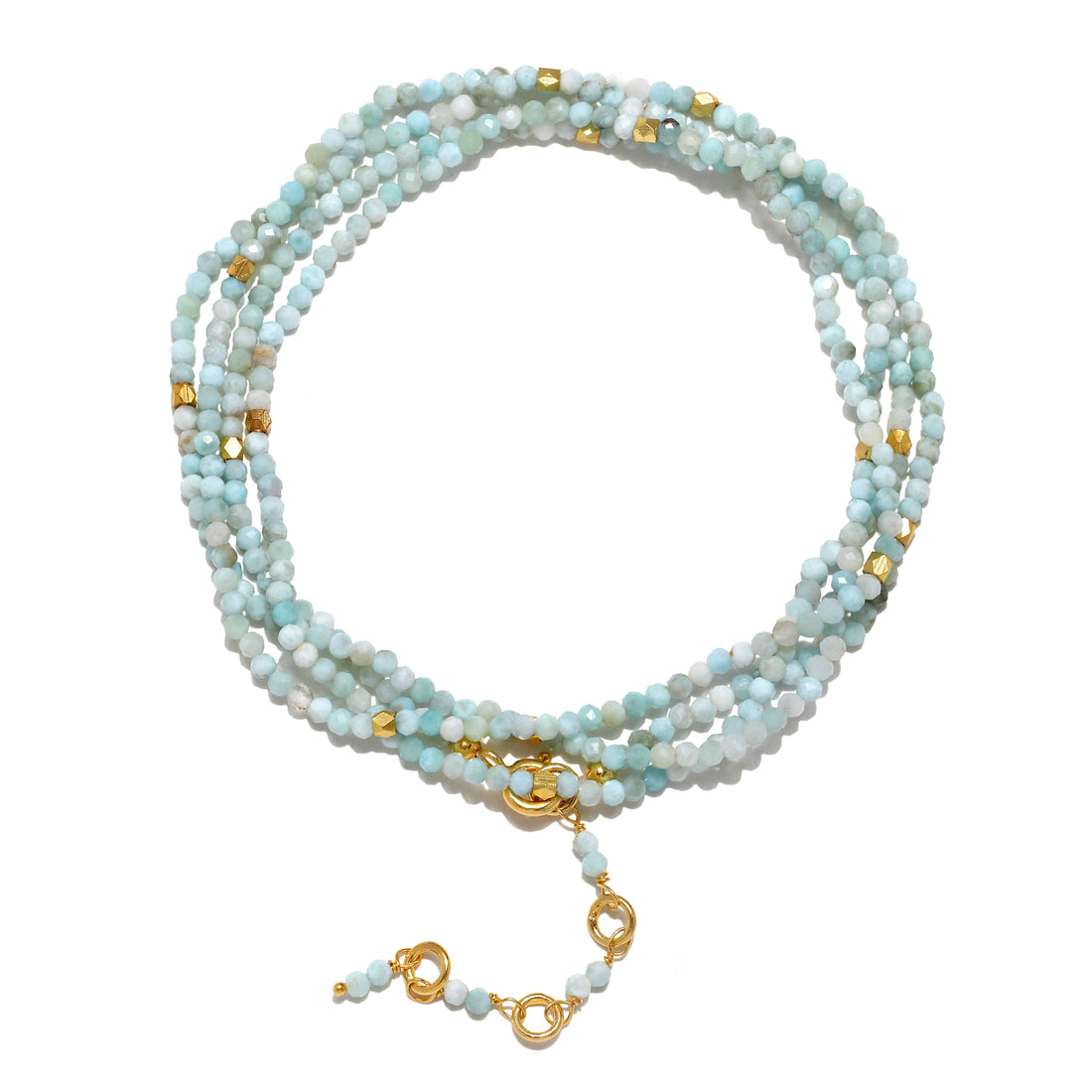 Gemstone Sparkle Wrap-Larimar: Gold
