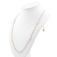 3 Stone Station Laser Drilled Diamond Necklace | Yellow Gold