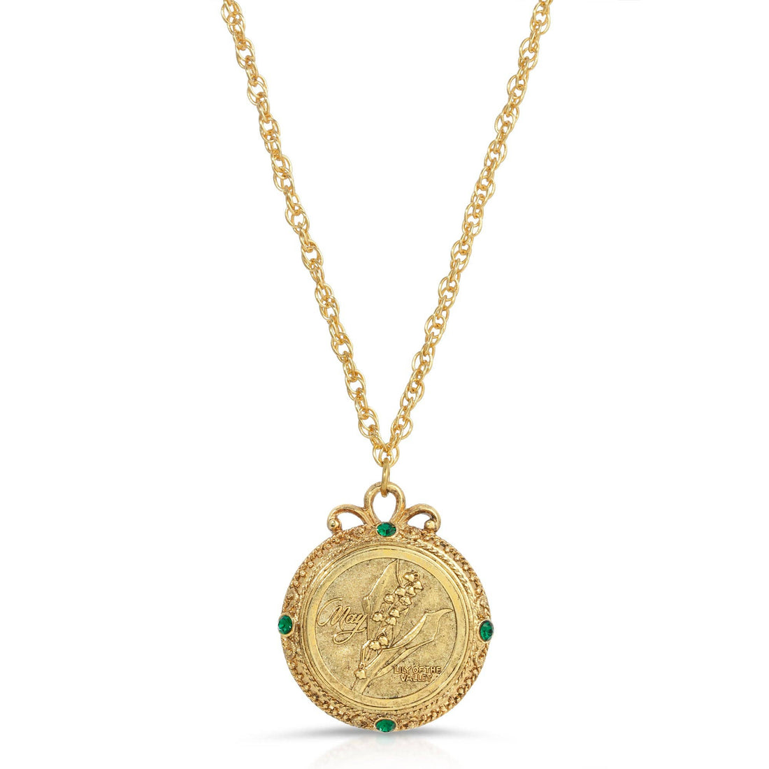 1928 Jewelry Flower of The Month Crystal Pendant Necklace 20: September/Aster/Sapphire