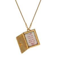 Symbols Of Faith Psalm 23:4 Holy Bible Locket Pendant Necklace 32": Gold Tone