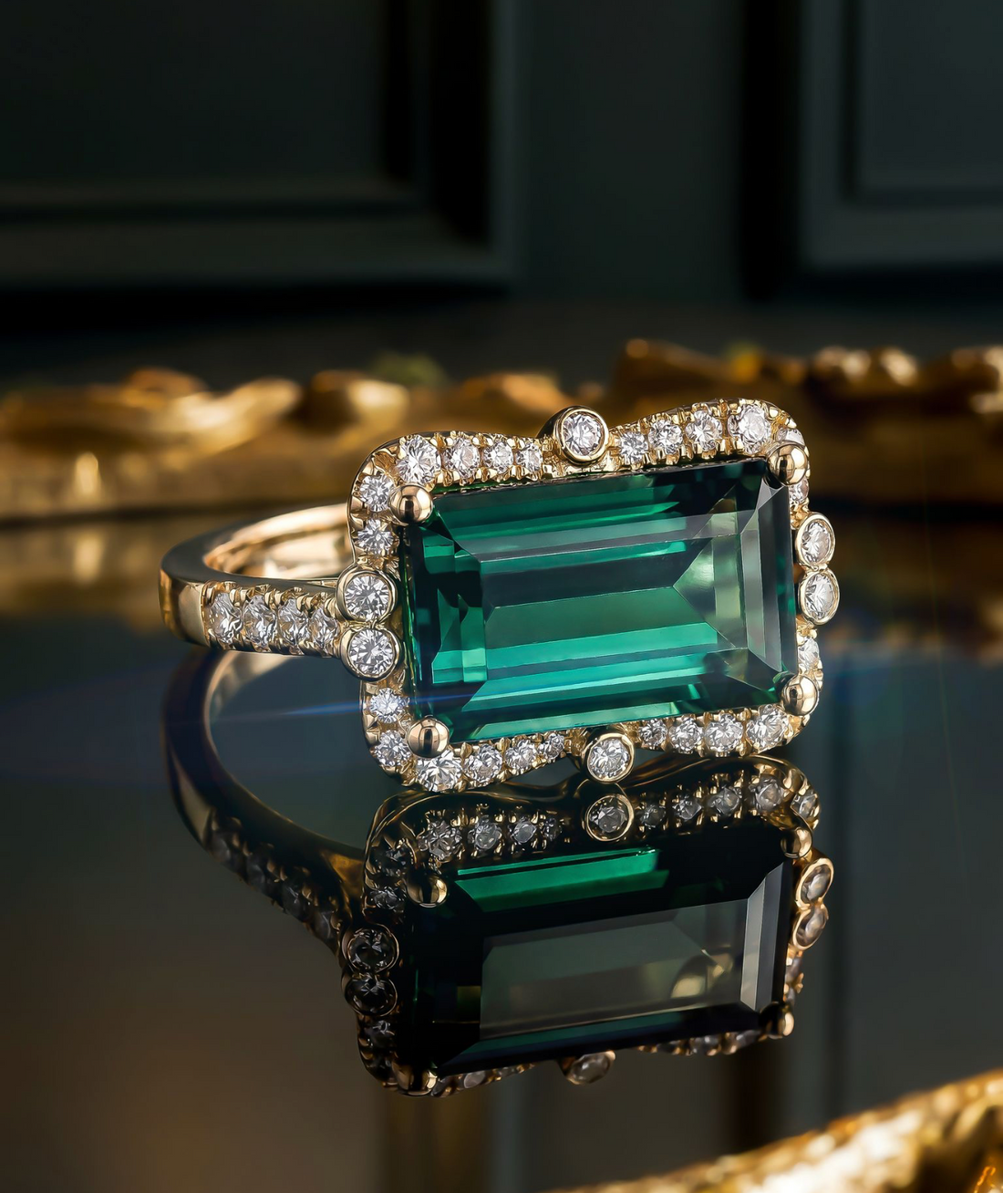 Blue Tourmaline 4.88 Ct .38 Ct Diamond 14k Yellow Gold