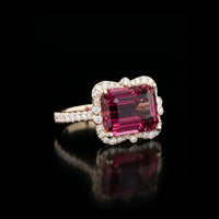 14K YG Pink Tourmaline and Diamond Ring, 5.83CT