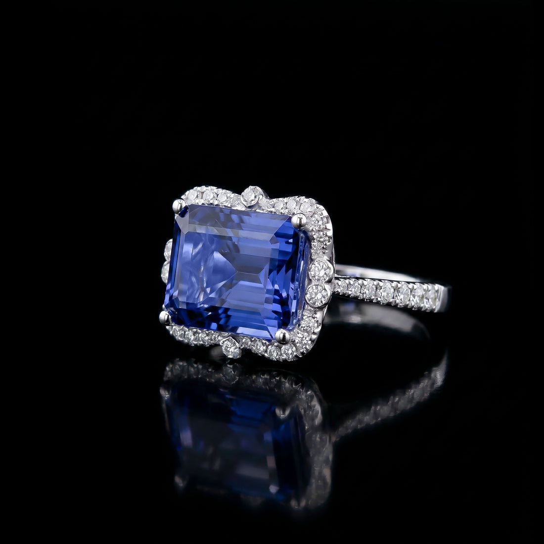 14K WG Blue Tourmaline and Diamond Ring, 7.07CT
