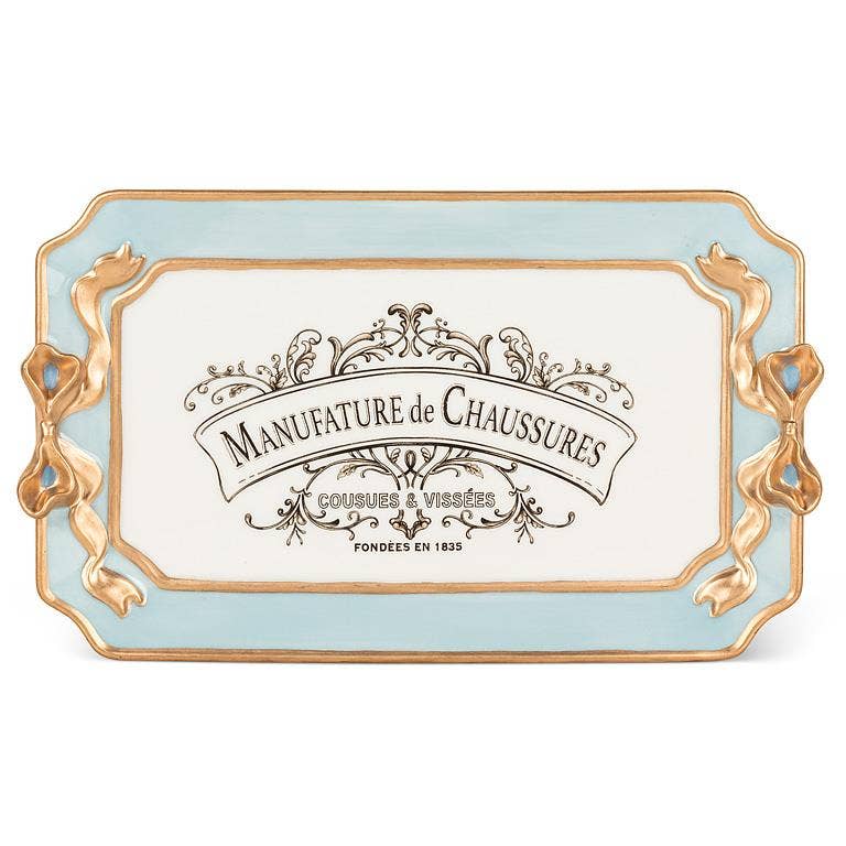 Rectangle Tray with Bow Detail: Blue