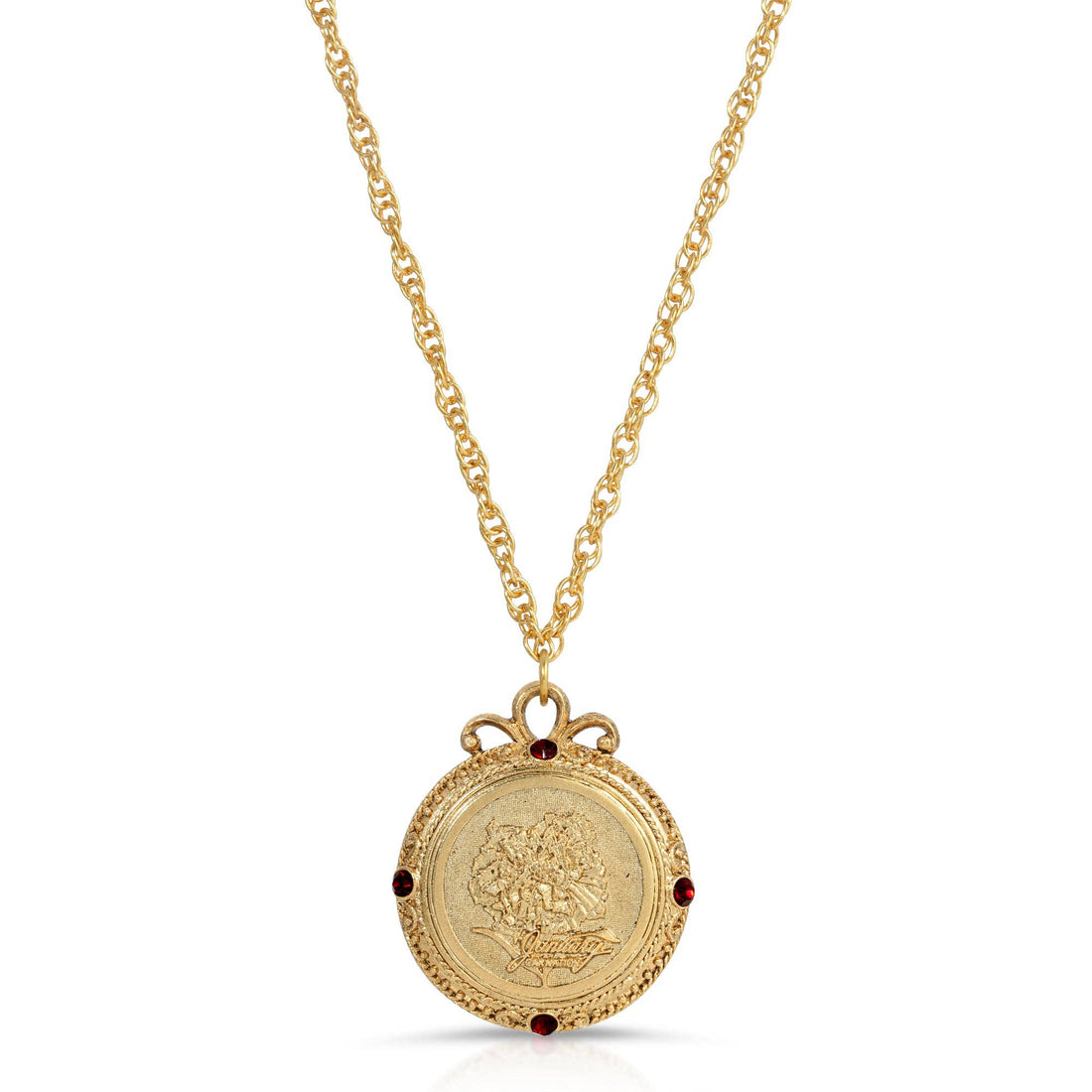 1928 Jewelry Flower of The Month Crystal Pendant Necklace 20: September/Aster/Sapphire