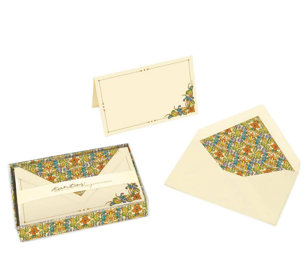 Boxed Fold Over Cards Medium, Note Cards, Italian Stationery: PRIMAVERA