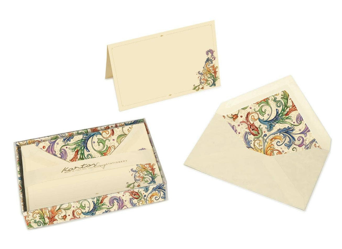 Boxed Fold Over Cards Medium, Note Cards, Italian Stationery: GIGLIO