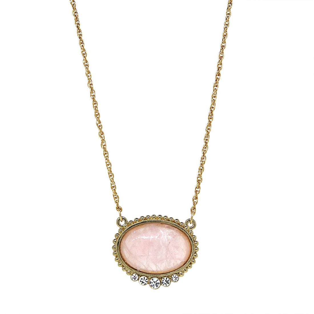 1928 Jewelry Pink Moonstone Pendant Necklace 16" + 3" Extend