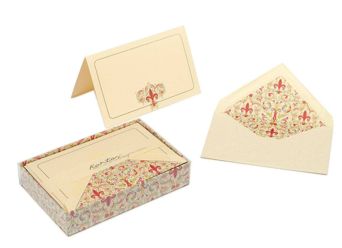 Boxed Fold Over Cards Medium, Note Cards, Italian Stationery: GIGLIO