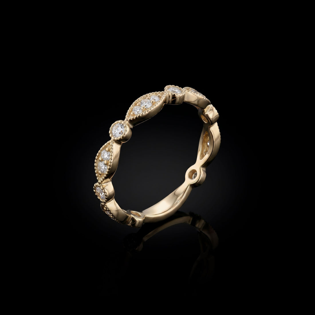YG Marquis and Round shaped Eternity Ring