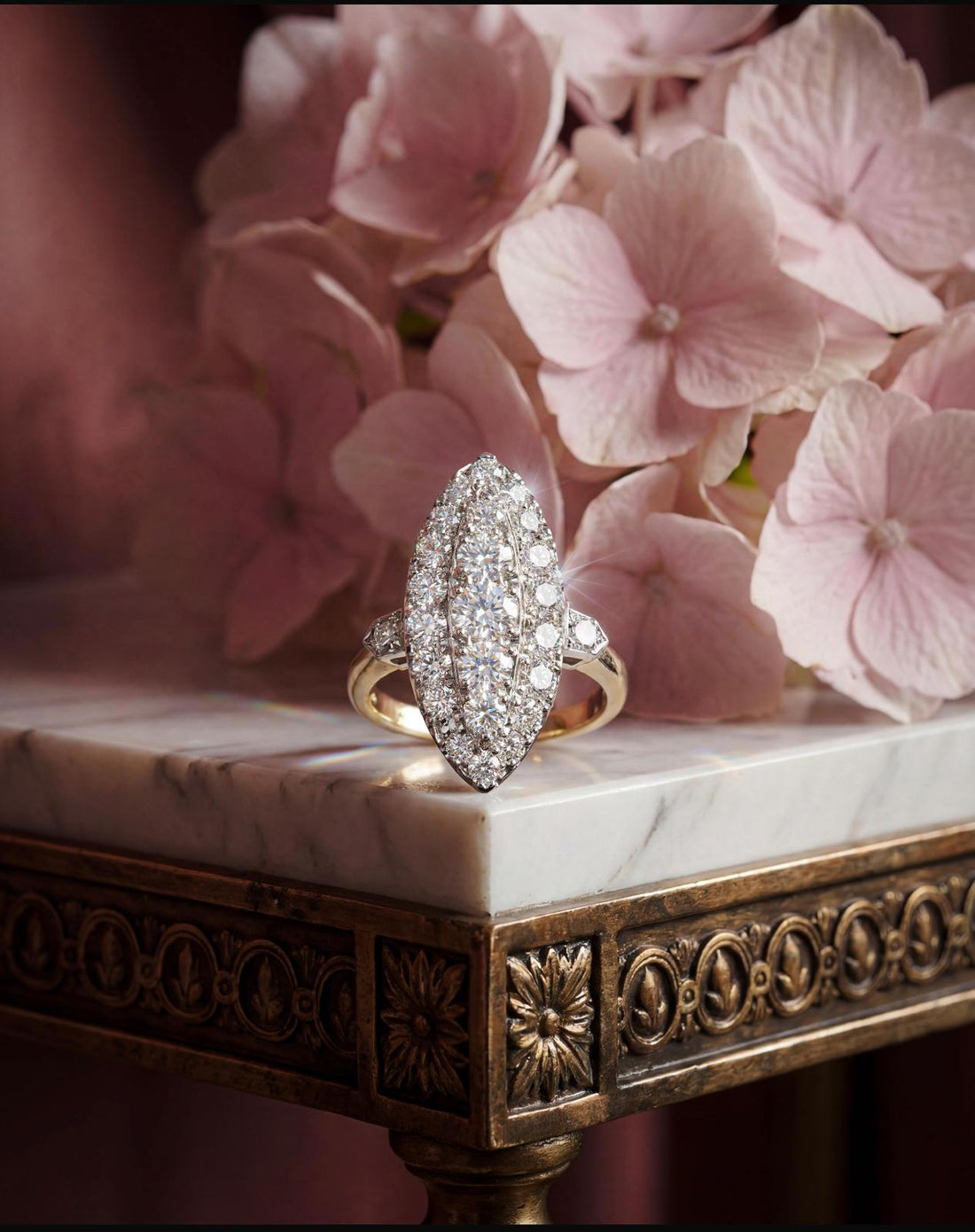 French Edwardian 3.5 Ct Old Euro 18k Y and platinum