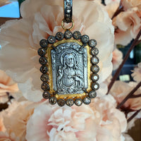 Jesus and Norte Dame Circa 1900s. 1 CT Diamonds YG and Silver