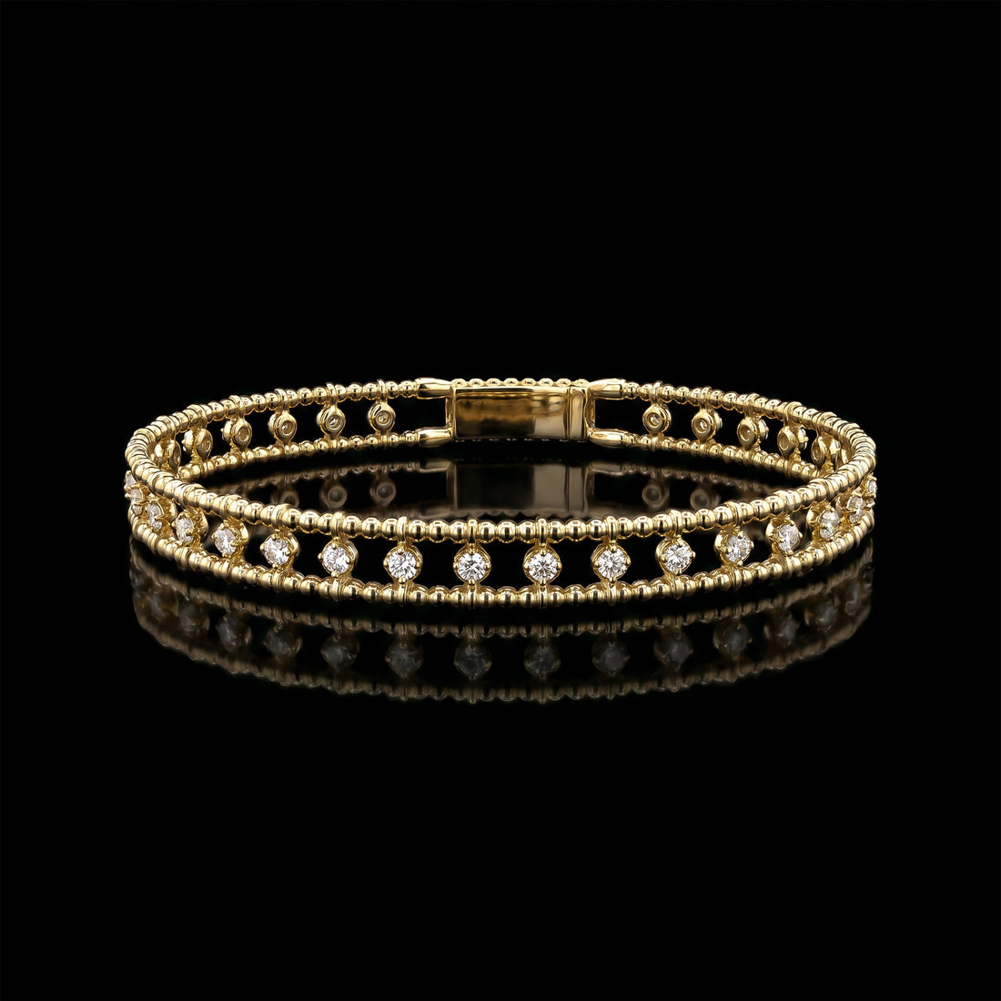 Double Ball and Diamond Flex Bangle, 0.90CT