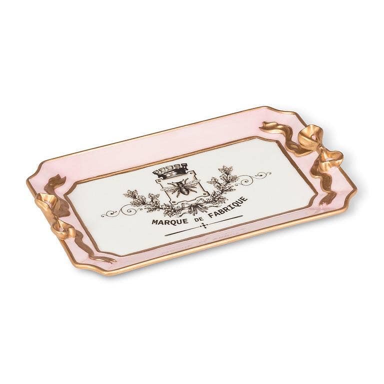 Rectangle Tray with Bow Detail: Blue