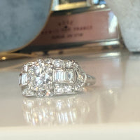 Original Art Deco Ring 1ct natural Diamond center .50Ct in platinum