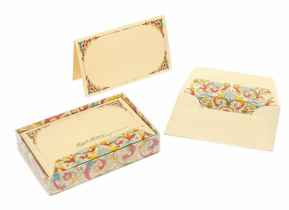 Boxed Fold Over Cards Medium, Note Cards, Italian Stationery: GIGLIO