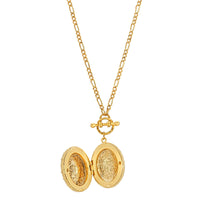 1928 Jewelry Oval Crystal Filigree Double Locket Necklace 30
