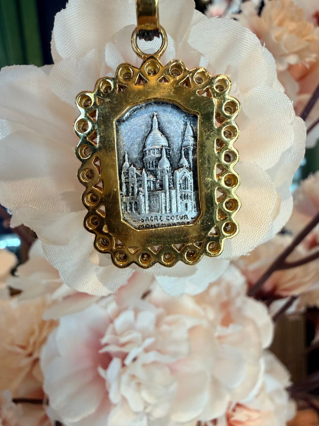 Jesus and Norte Dame Circa 1900s. 1 CT Diamonds YG and Silver