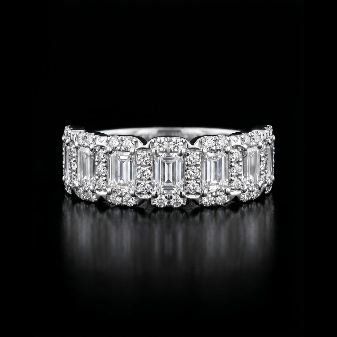 Emerald cut Diamond Band with Halo