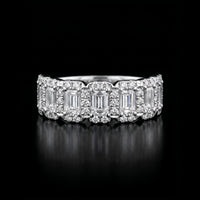 Emerald cut Diamond Band with Halo