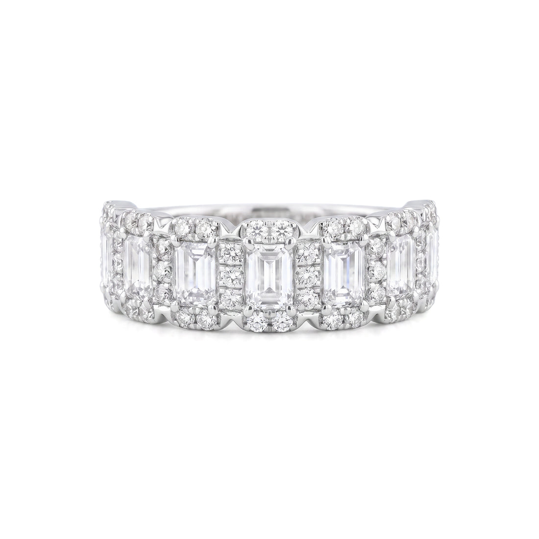 Emerald cut Diamond Band with Halo