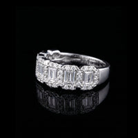 Emerald cut Diamond Band with Halo