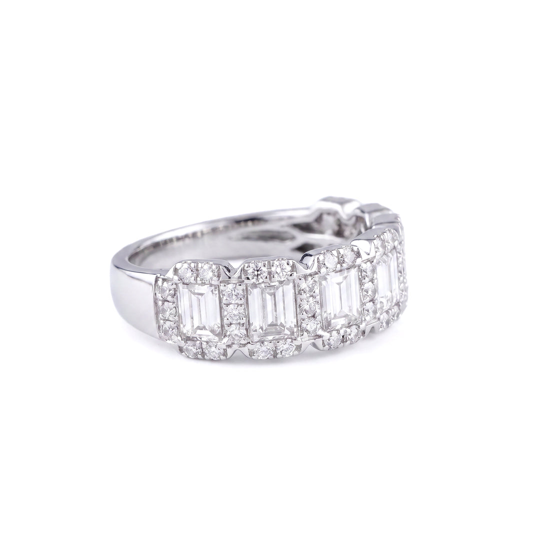 Emerald cut Diamond Band with Halo