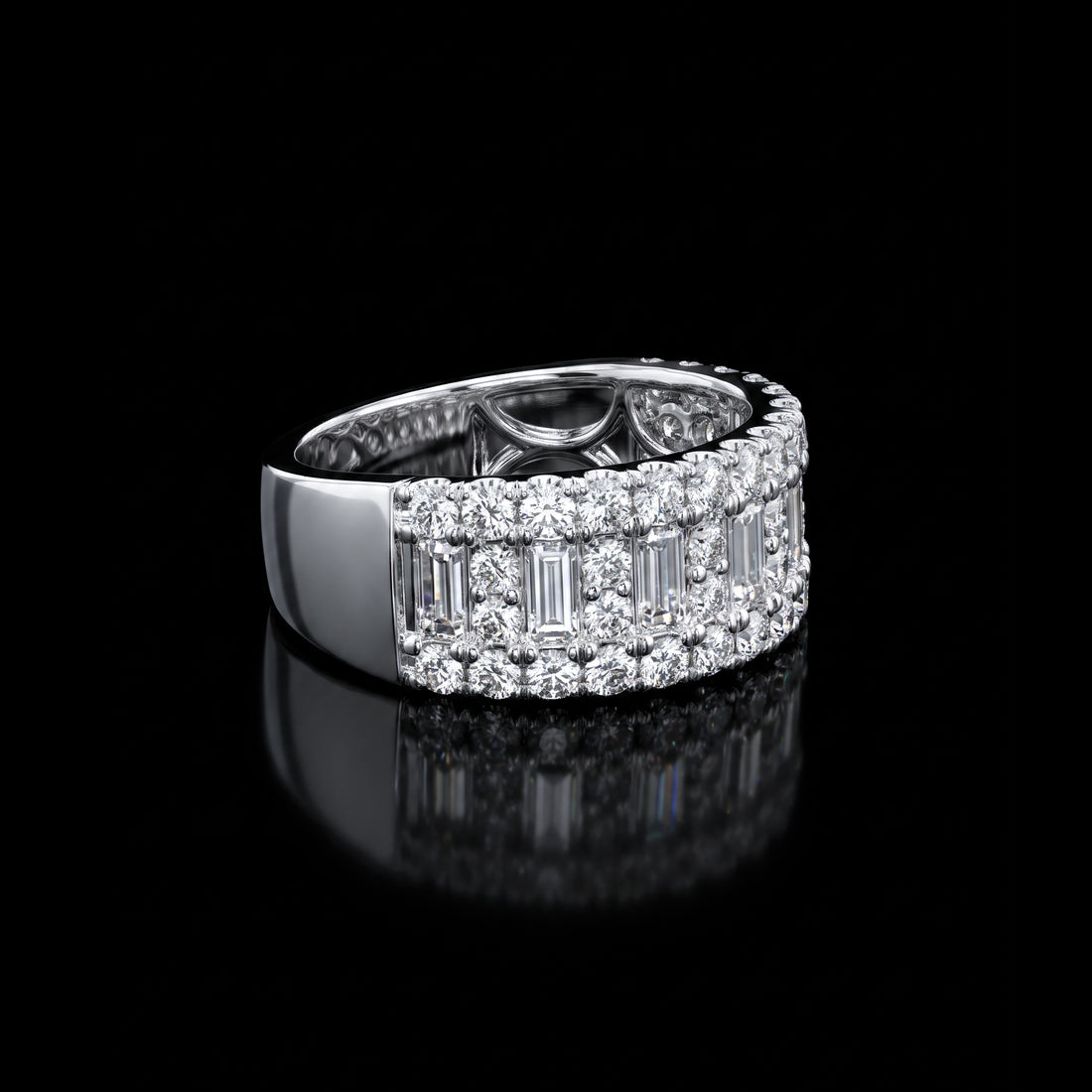 Staggered Baguette & Pavé Diamond Band