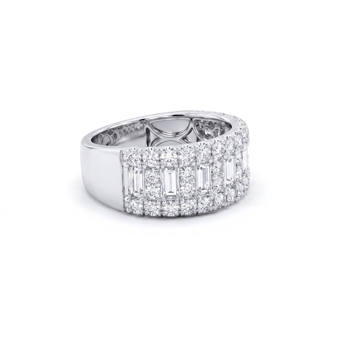 Staggered Baguette & Pavé Diamond Band