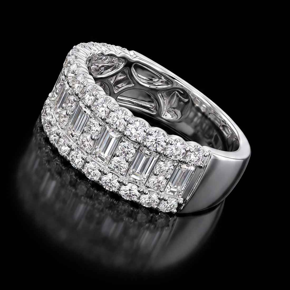 Staggered Baguette & Pavé Diamond Band