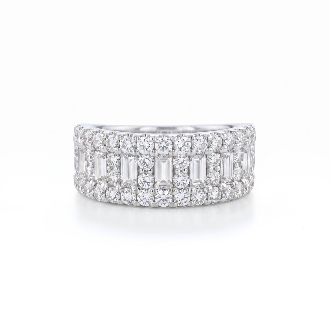 Staggered Baguette & Pavé Diamond Band