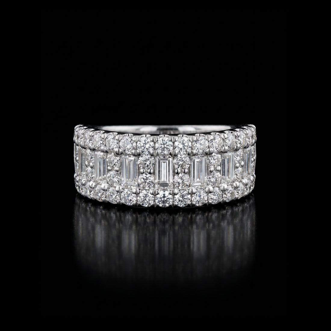 Staggered Baguette & Pavé Diamond Band